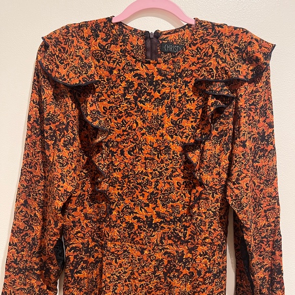 Christy Dawn The Mabel Woven Maxi Dress in Brown Fall Print Size Medium - Picture 6 of 10